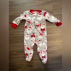 Carter's Red and White Santa Footie Pajamas size 6M Smoke pet